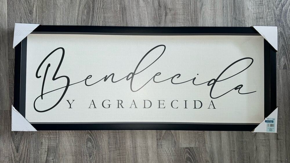 Hobby Lobby Bendecida Y Agradecida Framed Wall Art Spanish Blessed Grateful NWT